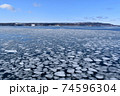 網走　流氷　蓮の葉氷 74596304