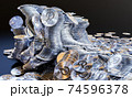 Cryptocurrency Polka DOT golden coins spilling on the table. 74596378