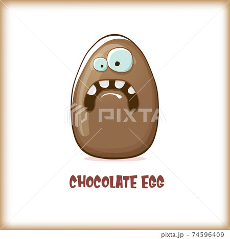 Cartoon chocolate easter egg cartoon characters isolated on white background. My name is egg vector concept illustration. funky sweet chocolate easter character with eyes and mouth Cartoon chocolate easter egg cartoon characters isolated on white background. My name is egg vector concept illustration. funky sweet chocolate easter character with eyes and mouth 74596409