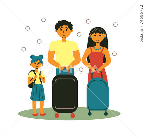 Happy family on vacation isolated on white background 74596722