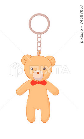 Bear pendant on silver keychain isolated on white 74597067