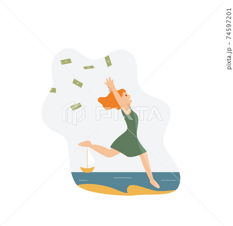 Happy rich wealthy woman throwing money in air Happy rich wealthy woman throwing money in air 74597201