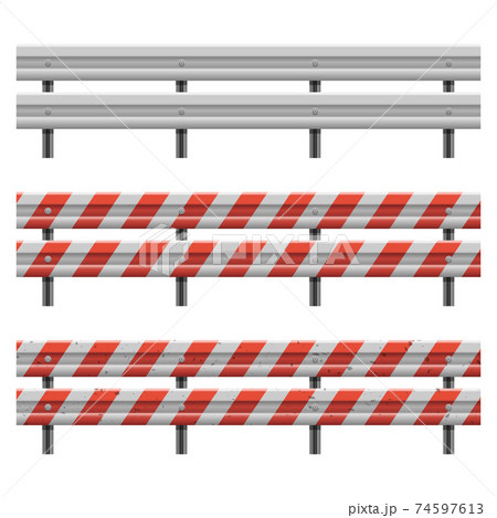 Metallic road barrier fence vector design illustration isolated on white background Metallic road barrier fence vector design illustration isolated on white background 74597613