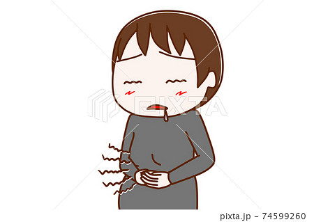 お腹がグーグー減って力が出ない妊婦のイラスト素材