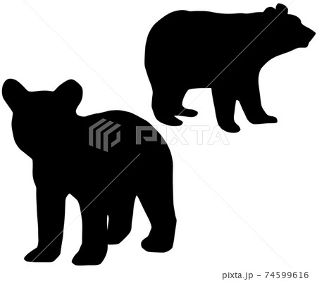 可愛いツキノワグマのシルエットのイラスト素材