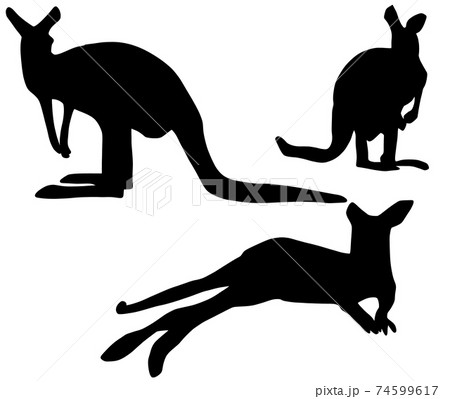 リラックスするオオカンガルーのシルエットのイラスト素材