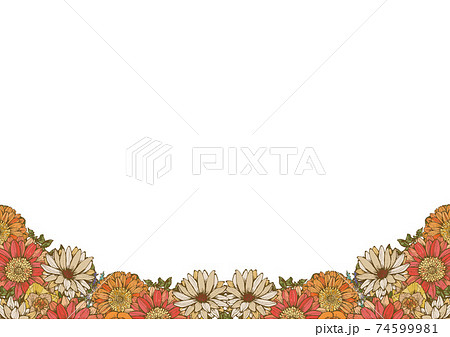 レトロポップ 夏の花柄 背景素材 アンティーク ヴィンテージデザインのイラスト素材