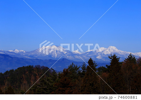 長野県須坂市から見た山岳風景 74600881