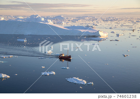 Red Fishing Boat in Ilulissat Icefjrod 74601238
