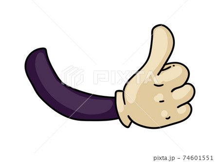 Comic cartoon hand with thumb up gesture on white 74601551