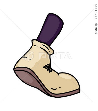 Cartoon leg foot in shoe walking on white Cartoon leg foot in shoe walking on white 74601559