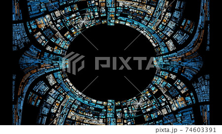 黒背景の楕円のフレームのイラスト素材