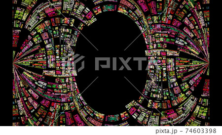 黒背景の楕円のフレームのイラスト素材