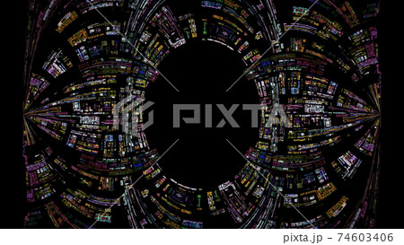 黒背景の楕円のフレームのイラスト素材