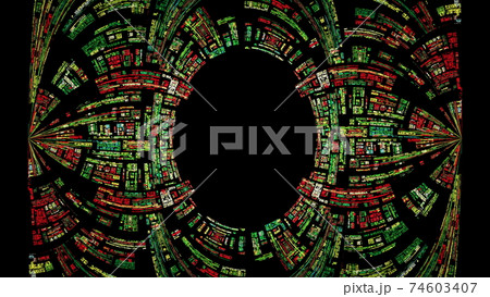 黒背景の楕円のフレームのイラスト素材