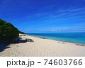 澄み渡る青空と白い砂浜と海 74603766