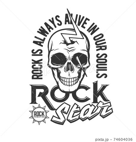 Tshirt print skull pierced with lightning bolt Tshirt print skull pierced with lightning bolt 74604036