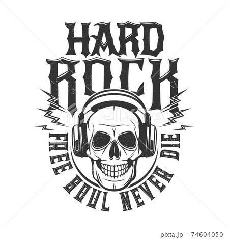 Tshirt print skull in headset listen music mascot 74604050