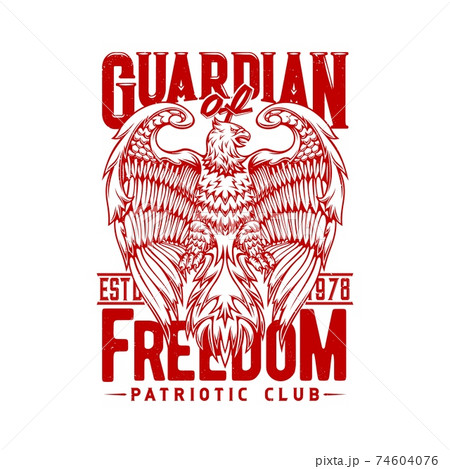 Tshirt print with eagle, mascot for patriotic club 74604076