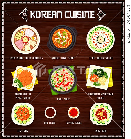 Korean cuisine vector menu food of Korea, meals 74604158