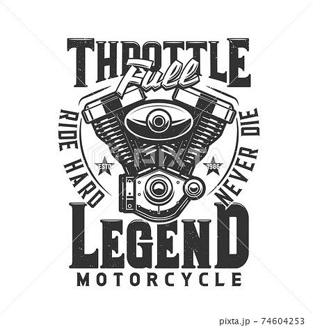Motorcycle engine vector t-shirt print mockup 74604253