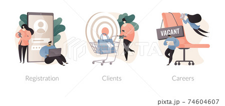 Company website navigation abstract concept vector illustrations. 74604607