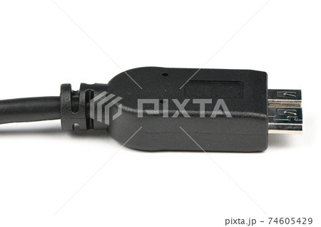 Closeup USB cable isolated on white. Closeup USB cable isolated on white. 74605429