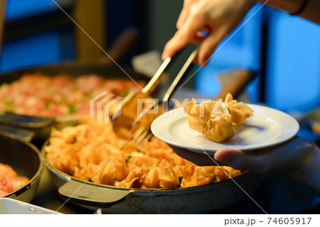 Buffet dinner catering in party. Food and drink all you can eat Concept Buffet dinner catering in party. Food and drink all you can eat Concept 74605917