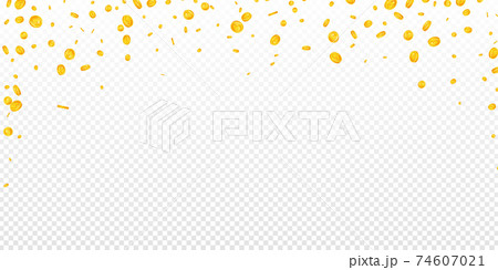 American dollar coins falling. Delicate scattered 74607021