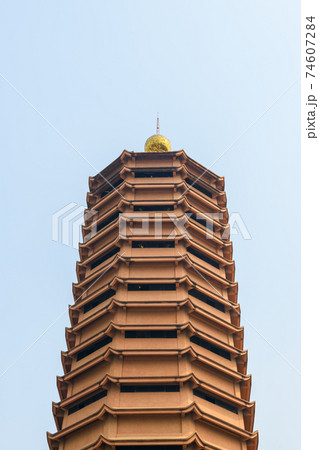 Chinese pagoda on the blue sky 74607284