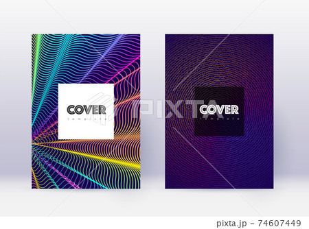 Hipster cover design template set. Rainbow abstrac Hipster cover design template set. Rainbow abstrac 74607449