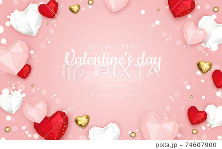 Valentine s day sale background with heart. Universal vector background for poster, banners, flyers, card. Valentine s day sale background with heart. Universal vector background for poster, banners, flyers, card. 74607900