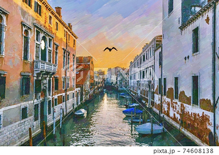 イタリア・ヴェネツィアの風景のイラスト素材 [74608138] - PIXTA