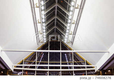interior design with metal beams on the ceiling 74608276