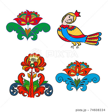 traditional european ukrainian ornament. rustic floral wedding composition. rural folk style flower element. western europe folk motif. russian folk flower, vector sketch on a white background traditional european ukrainian ornament. rustic floral wedding composition. rural folk style flower element. western europe folk motif. russian folk flower, vector sketch on a white background 74608334