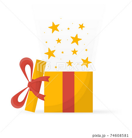 Prize box opening and exploding with fireworks and stars. 74608581