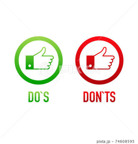 check marks ui button with dos and donts. flat simple style trend modern red and green checkmark. 74608595
