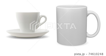 White coffee cup Porcelain tea mug 3d blank vector 74610248