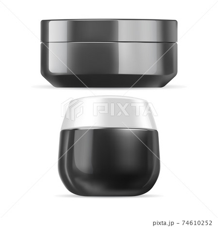 Cream jar. Cosmetic cream container black plastic 74610252