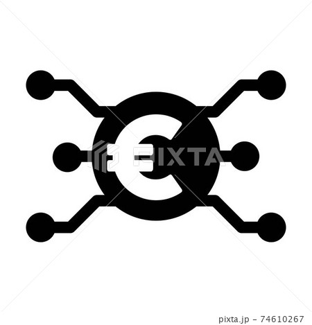 Digital euro symbol icon vector currency for digital transactions for asset and wallet in a flat color glyph pictogram illustration 74610267