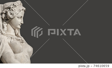 Sensual neoclassic woman marble statue in Burggarten park in Vienna, Austria, details, closeup Sensual neoclassic woman marble statue in Burggarten park in Vienna, Austria, details, closeup 74610659