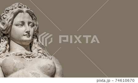 Statue of sensual busty and puffy renaissance - Stock Photo