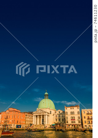 Church of San Simeone Piccolo in Venice at sunset illumination, Italy, summer Church of San Simeone Piccolo in Venice at sunset illumination, Italy, summer 74611230