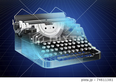 Visualization 3d Cad Model Of Typewriter のイラスト素材