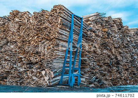 wood processing piles of timber 74611702