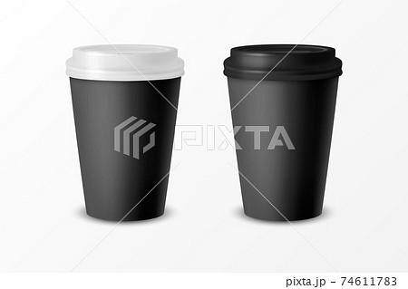 Realistic blank paper coffee cup set isolated on white background. Vector  design template. Stock Vector