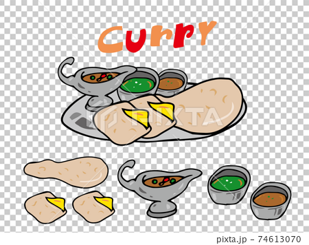 Indian curry naan various set illustrations - Stock Illustration [74613070]  - PIXTA
