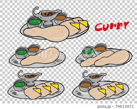 インドカレー ナン メニュー 組み合わせのイラスト素材
