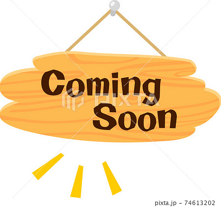 「COMING SOON」と書かれたドアプレート 74613202