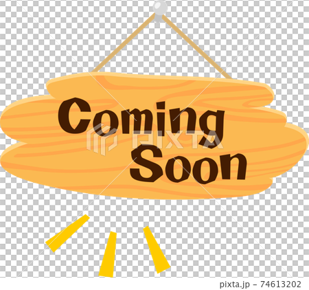 「COMING SOON」と書かれたドアプレート 74613202